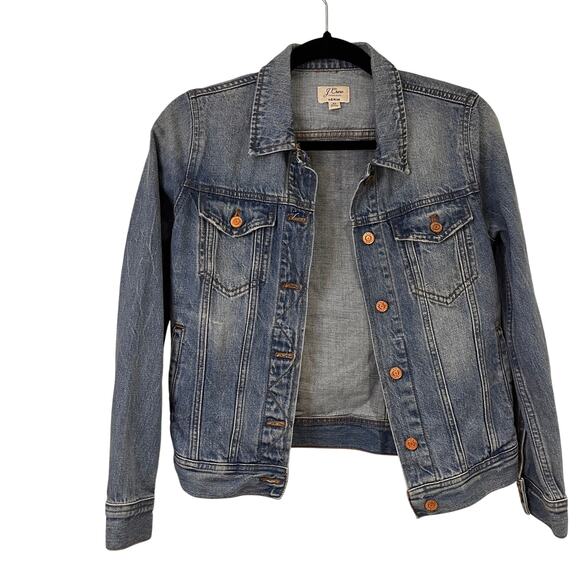 J. Crew Blue Medium Wash Jean Jacket Sz XS - Picture 1 of 7